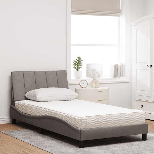 vidaXL Cama con colch&oacute;n Hanko tela gris taupe 100x200 cm