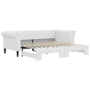 vidaXL Sof&aacute; con cama nido cuero sint&eacute;tico blanco 90x200 cm