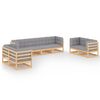 vidaXL Juego de muebles de jard&iacute;n 8 pzas y cojines madera pino maciza