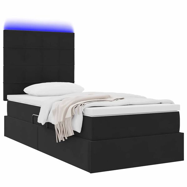 vidaXL Cama con almacenamiento y LED Negro 90 x 200 cm Terciopelo