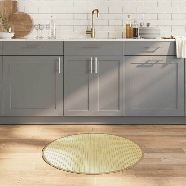 vidaXL Alfombra redonda bamb&uacute; color natural claro 80 cm