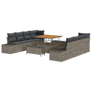vidaXL Conjunto de sof&aacute;s de jard&iacute;n Gris Polirat&aacute;n
