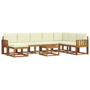 vidaXL Conjunto de sof&aacute;s de exterior 9 uds. Natural y Crema