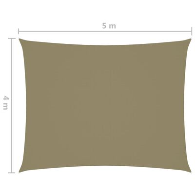 vidaXL Toldo de vela rectangular tela Oxford beige 4x5 m