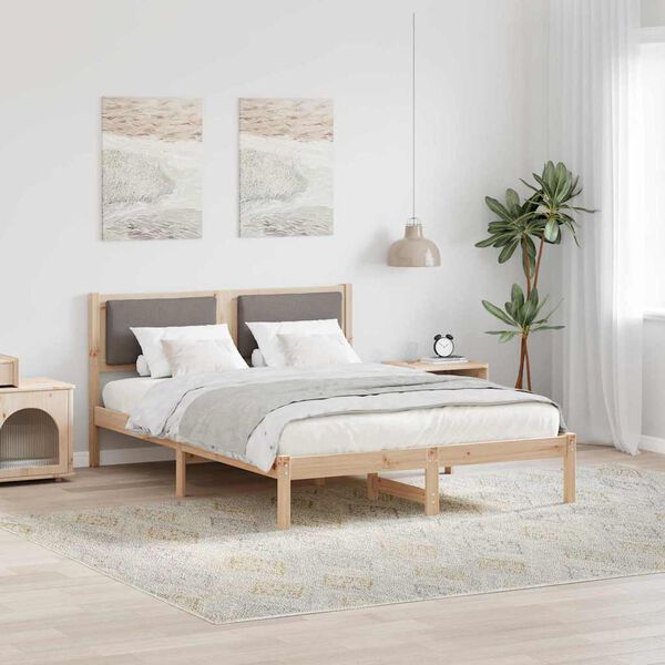 vidaXL Estructura de cama Taup&eacute; 140 x 200 cm Madera de pino macizo