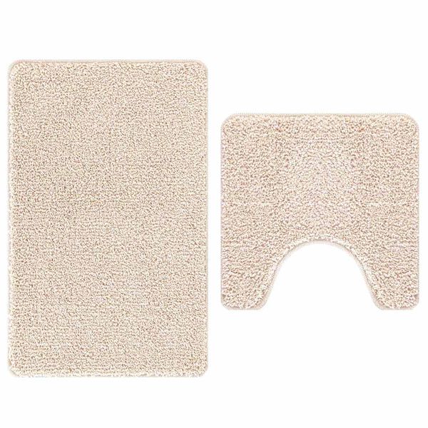 vidaXL Conjunto de alfombra de ba&ntilde;o antideslizante 2 pcs Crema PP