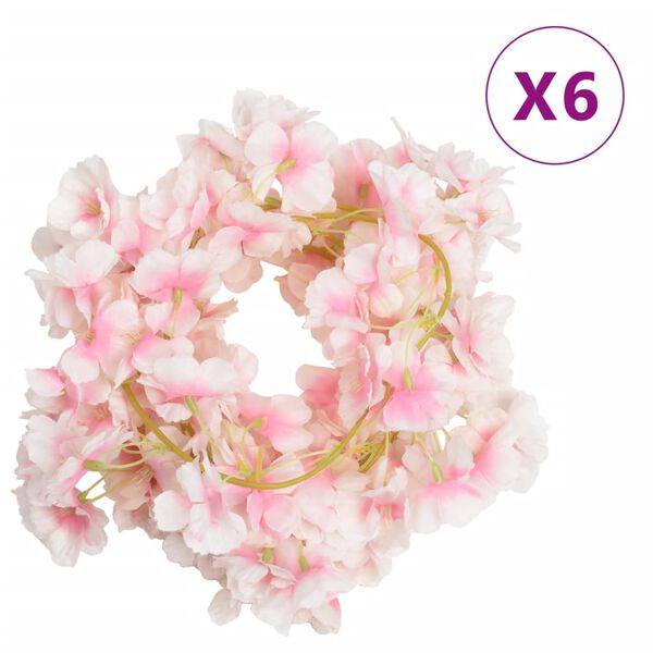 vidaXL Guirnaldas de flores de Navidad 6 uds rosa claro 180 cm