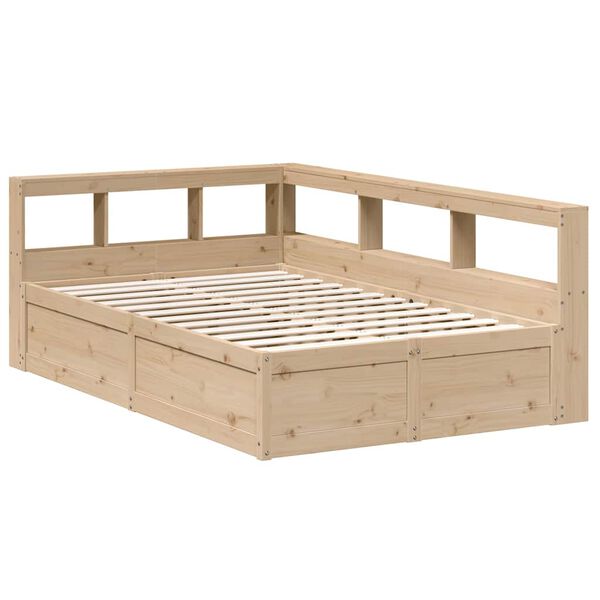 vidaXL Cama con estanter&iacute;a sin colch&oacute;n madera maciza de pino 140x190cm