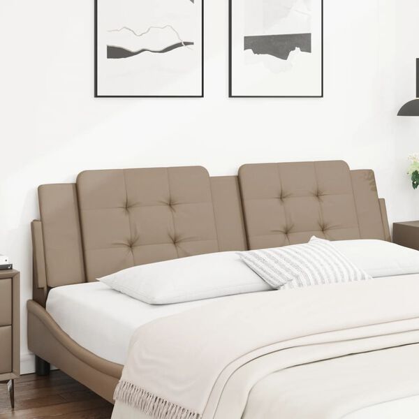 vidaXL Cabecero de cama acolchado Zadar cuero sint&eacute;tico capuchino 180 cm