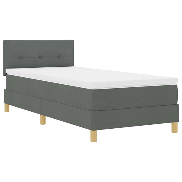 vidaXL Cama tipo Box Spring con colch&oacute;n Gris oscuro 90 x 200 cm tela