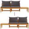 vidaXL Banco de jardín y mesa cojines gris oscuro madera maciza acacia