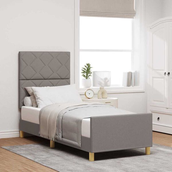 vidaXL Estructura de cama con cabecera Taup&eacute; 80 x 200 cm tela