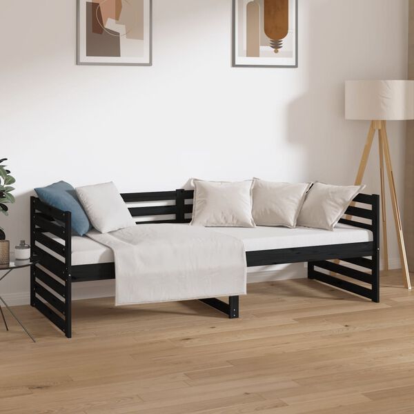 vidaXL Sof&aacute; cama sin colch&oacute;n madera maciza de pino negro 80x200 cm