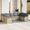 vidaXL Conjunto de sofá de jardín con cojín 9 pcs Beige Poliratán