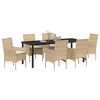 vidaXL Conjunto de Comedor de Jard&iacute;n 7 pcs Beige rat&aacute;n sint&eacute;tico