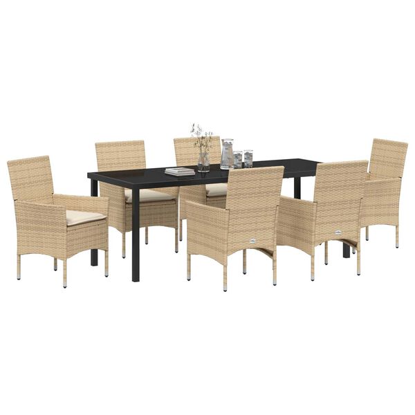 vidaXL Conjunto de Comedor de Jard&iacute;n 7 pcs Beige rat&aacute;n sint&eacute;tico