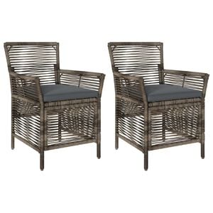 vidaXL Silla de exterior 2 pcs Gris y Gris Oscuro rat&aacute;n sint&eacute;tico