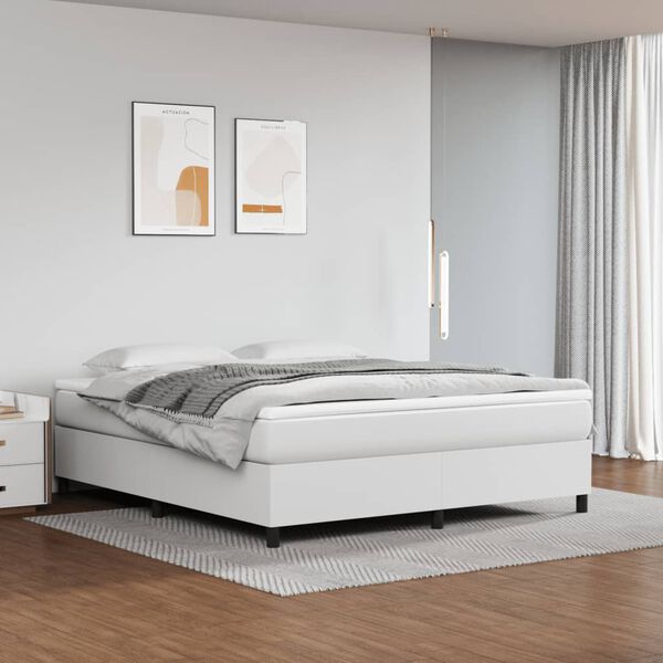 vidaXL Cama box spring con colch&oacute;n cuero sint&eacute;tico blanco 180x200 cm