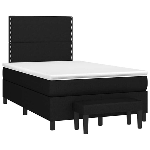 vidaXL Cama box spring con colch&oacute;n tela negro 120x190 cm
