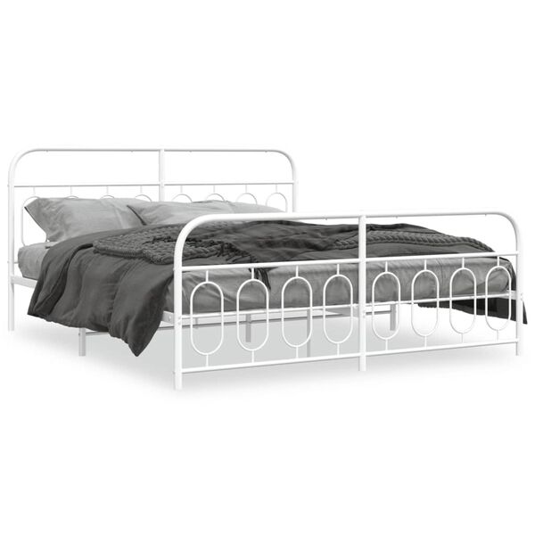 vidaXL Estructura cama sin colchón con estribo metal blanco 160x200 cm
