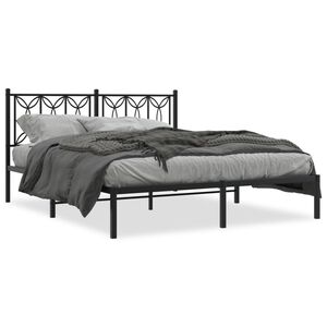 vidaXL Estructura cama sin colchón con cabecero metal negro 160x200 cm