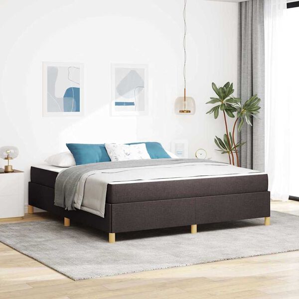 vidaXL Estructura de cama con colch&oacute;n Marr&oacute;n Oscuro 180 x 200 cm tela