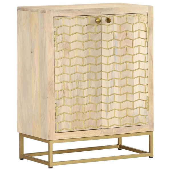 vidaXL Aparador con 2 puertas madera maciza de mango 55x30x70 cm