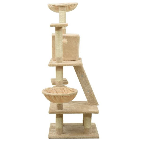 vidaXL Árbol rascador para gatos con postes de sisal beige 122 cm