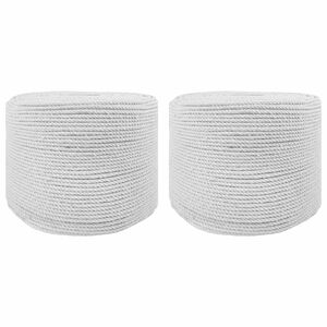 vidaXL Cuerda de Algod&oacute;n 2 uds. 2 mm 100 m Blanco 100% Algod&oacute;n
