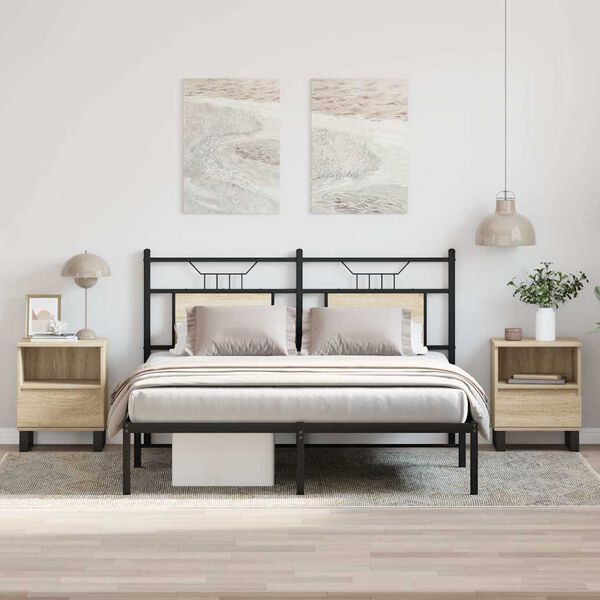 vidaXL Mesitas noche 2 uds madera ingeniería roble Sonoma 40x35x50 cm