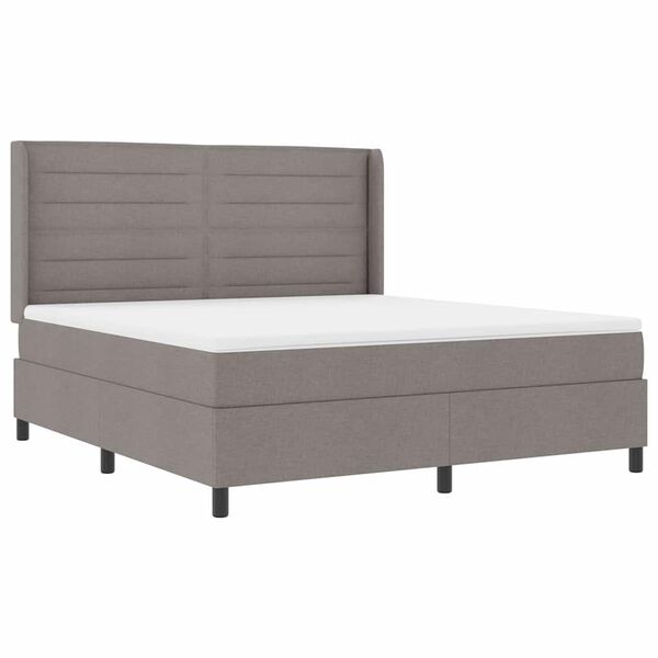 vidaXL Cama tipo Box Spring con colch&oacute;n Taup&eacute; 180 x 200 cm tela