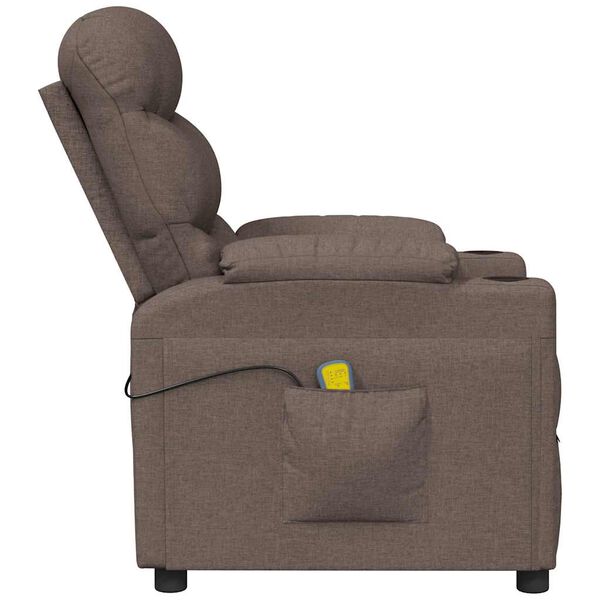 vidaXL Sillón de masaje reclinable de tela gris taupé