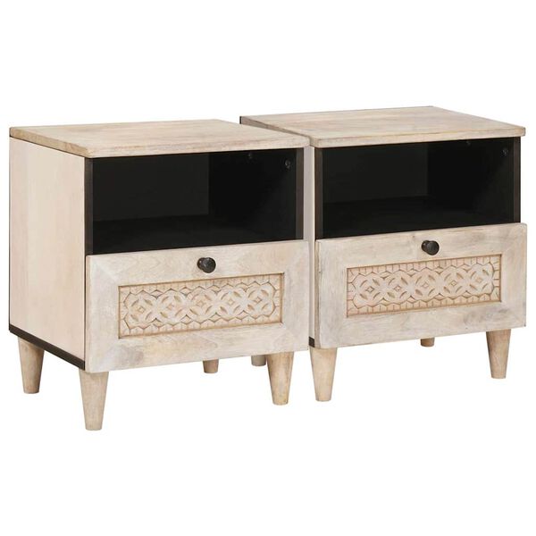 vidaXL Armario de Noche con caj&oacute;n 2 pcs Beige 40 x 33 x 46 cm