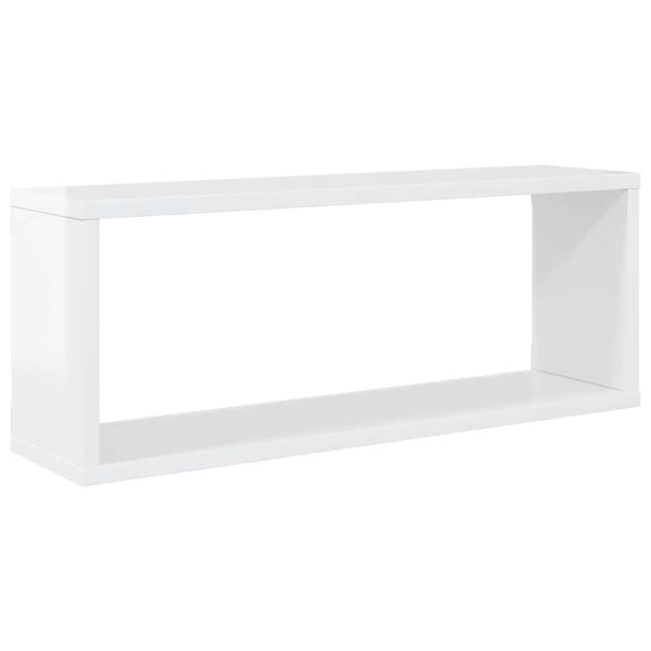 vidaXL Estante cubo pared 4 uds contrachapado blanco brillo 60x15x23cm