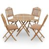 vidaXL Set de comedor exterior plegable 5 piezas con cojines bamb&uacute;