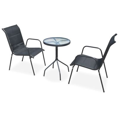 vidaXL Mesa y sillas bistró de jardín 3 piezas acero negro