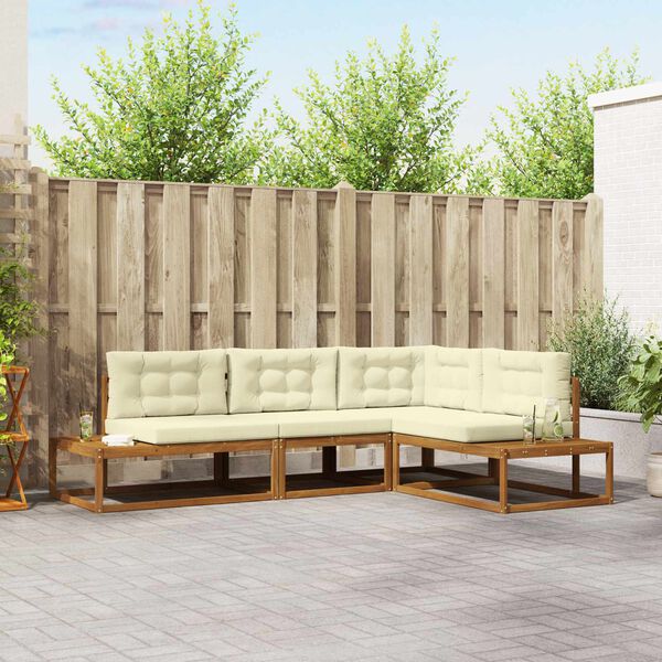 vidaXL Conjunto de sof&aacute;s de exterior 4 Pieza Natural y Crema