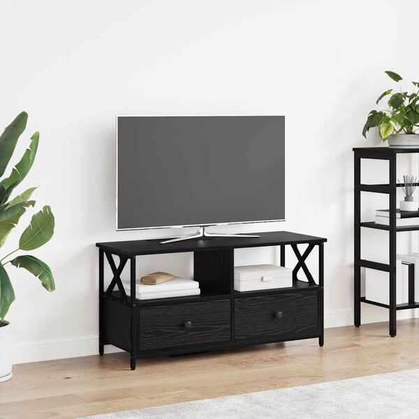 vidaXL Gabinete de TV con caj&oacute;n Roble Negro 90 x 33 x 45 cm