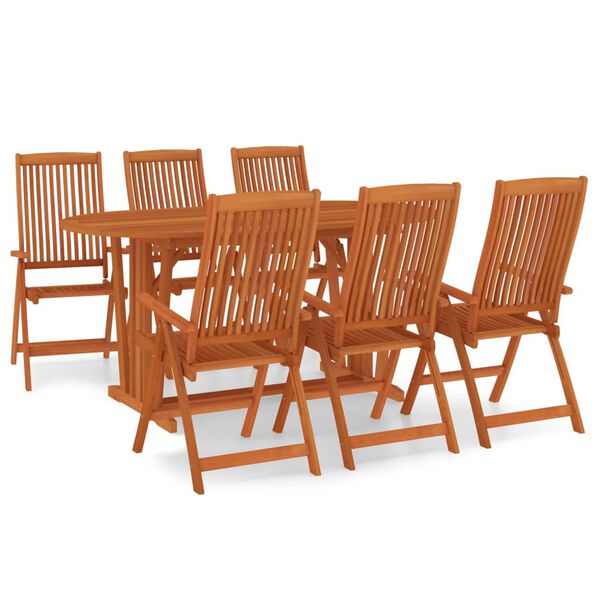 vidaXL Juego de comedor para jard&iacute;n 7 pzas madera maciza de eucalipto