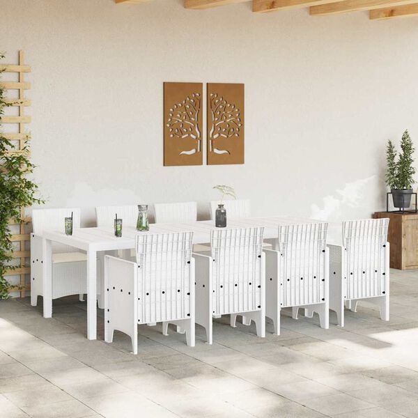 vidaXL Conjunto de Comedor de Jardín 9 pcs Gris Claro Ratan Polt
