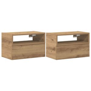 vidaXL Mesitas de noche pared 2 uds color roble artesano 45x26x28,5cm