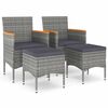 vidaXL Juego de silla de jard&iacute;n y taburete 4 piezas rat&aacute;n PE gris