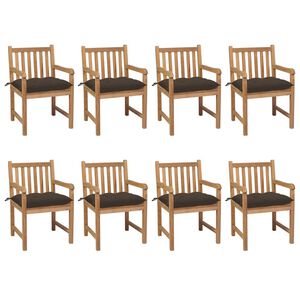 vidaXL Sillas de jard&iacute;n 8 uds madera maciza de teca cojines taup&eacute;