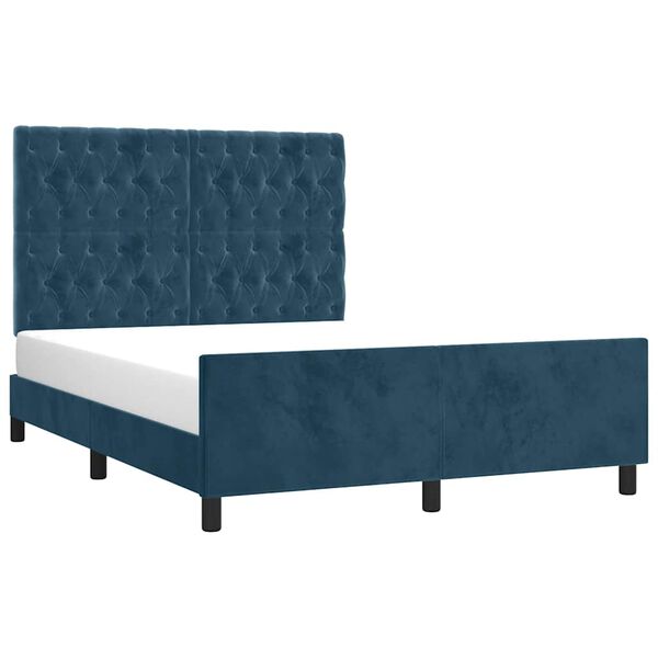 vidaXL Estructura de cama sin colch&oacute;n terciopelo azul oscuro 140x190cm