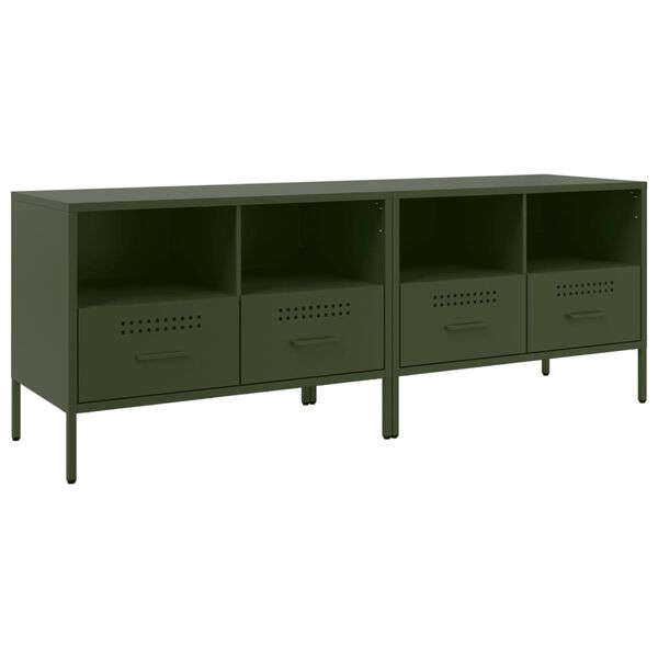 vidaXL Muebles para TV 2 unidades acero verde oliva 68x39x50,5 cm