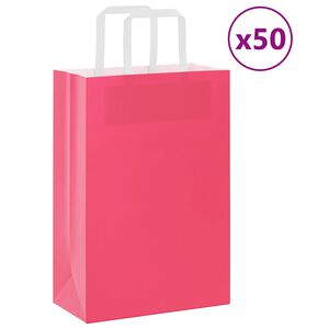 vidaXL Bolsas de papel con asas 50 uds rosa 21x11x31 cm