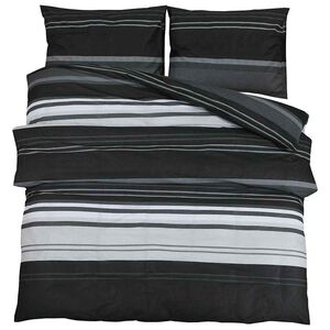 vidaXL 2 uds. 225 x 220 cm + 50 x 75 cm 100% Cotton Black Stripes