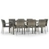 vidaXL Set comedor jard&iacute;n 9 pzas y cojines rat&aacute;n sint&eacute;tico gris