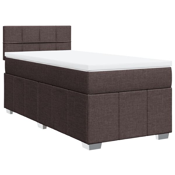 vidaXL Cama box spring con colch&oacute;n tela marr&oacute;n oscuro 80x200 cm
