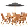 vidaXL Conjunto de comedor exterior con parasol 8 uds.